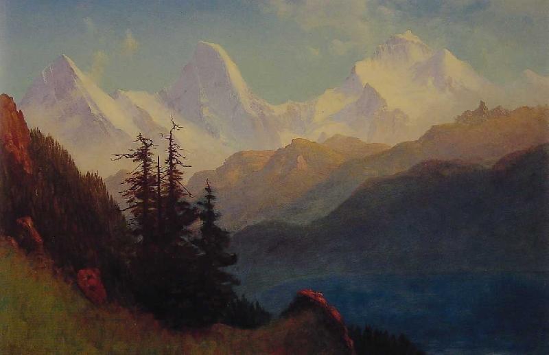 Albert Bierstadt Sunset Over a Mountain Lake